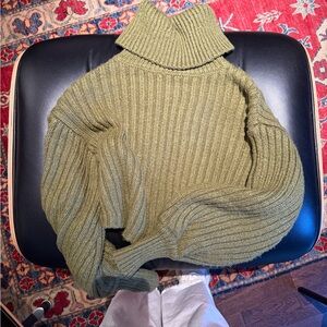 Urban Outfitters Olive Ribbed Cowl Neck Sweater